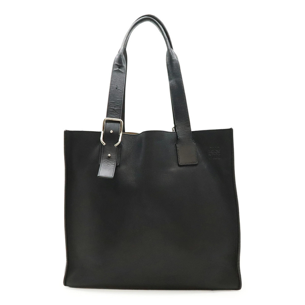 Loewe Anagram Buckle Tote Bag Shoulder Leather Black